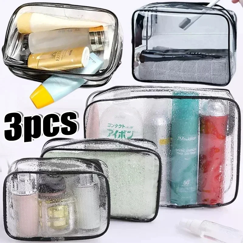 Transparent Makeup Bag PVC Zipper Cosmetic Storage Toiletry Wash For Women