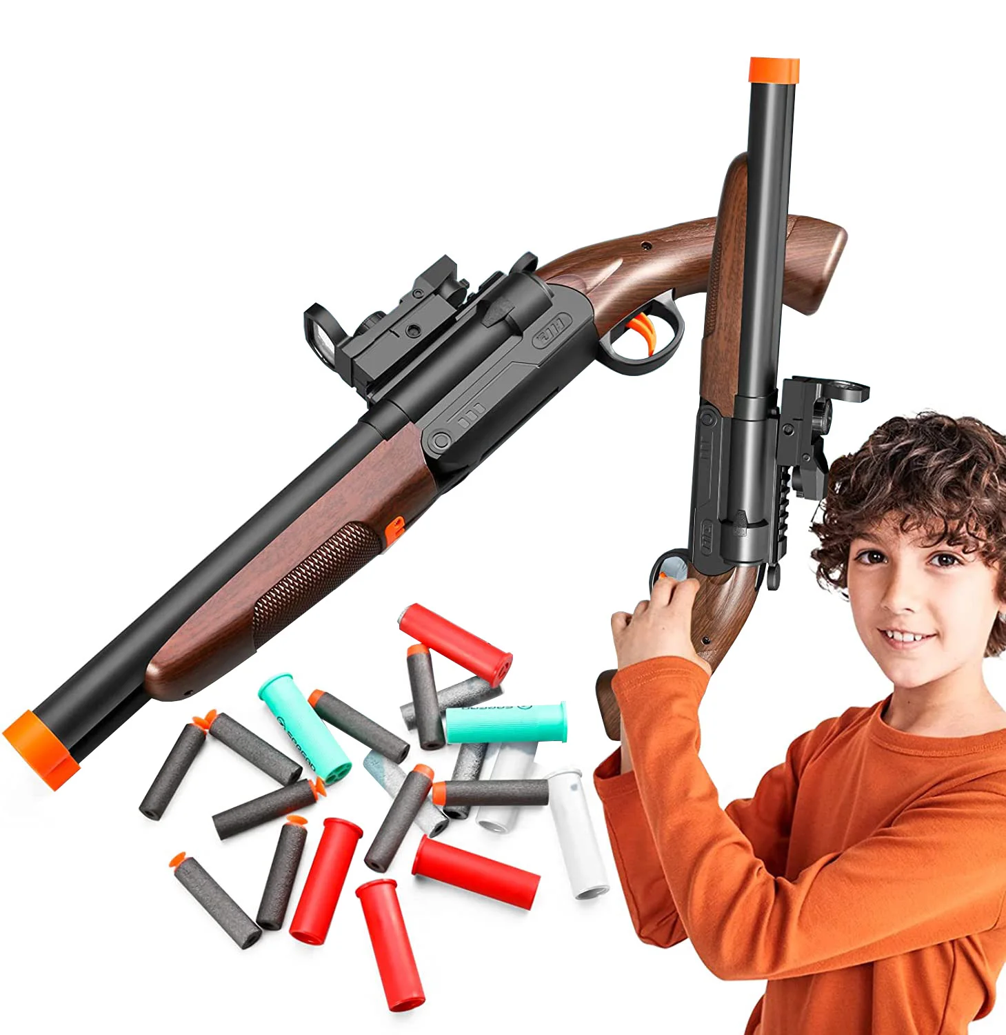 Double Barrel Shotgun Toy Eva Foam Soft Bullet Gun Educational Model
