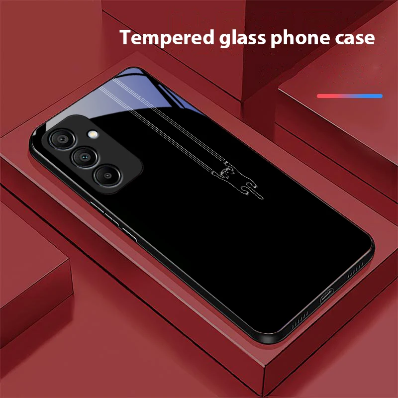 Adorable White Line Cat Glass Phone Case