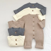2025 New Autumn 0-24M Infant Baby Girls Boys Knitted Jumpsuit Long Sleeved Solid Color Toddler Baby Boys Girl Knitted Romper