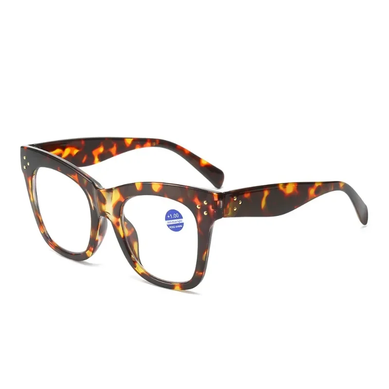 Vintage Oversize Frame Women Reading Glasses High Quality Far-sighted Eyeglasses Retro Antiblue Light Presbyopia Diopter Eyewear 2