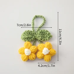 Elegant Handmade Lily of the Valley Crochet Flower Keychain and Hanging Decoration (Yellow)