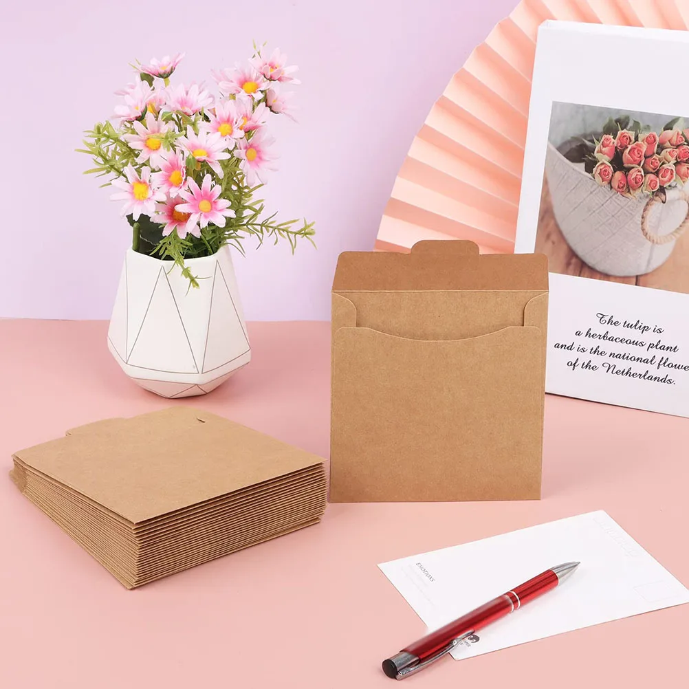 CD DVD Storage Bag CD DVD Storage Case 50pcs Kraft Paper Bags CD DVD Disc Paper Sleeves Envelopes Storage Coin Packaging Bag File Pouches
