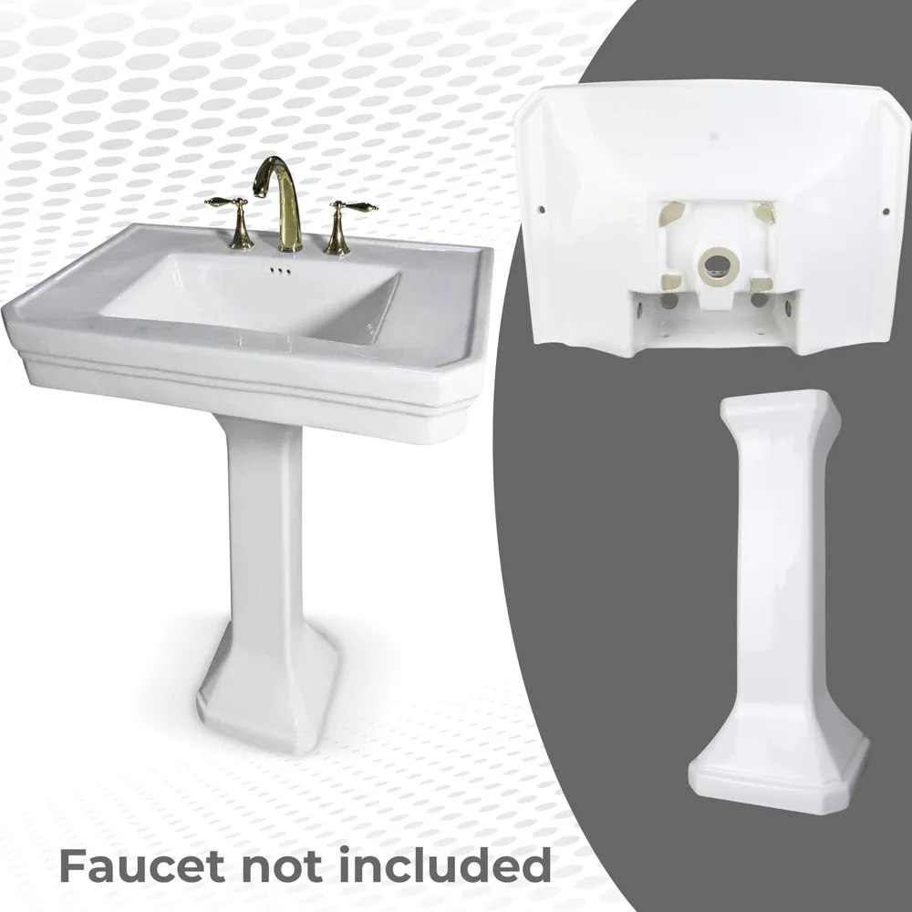 Bathroom Sink in White, Heavy Duty Pre-Drilled Widespread Faucet Holes with Overflow And Stain Resistant, bathroom sink 2
