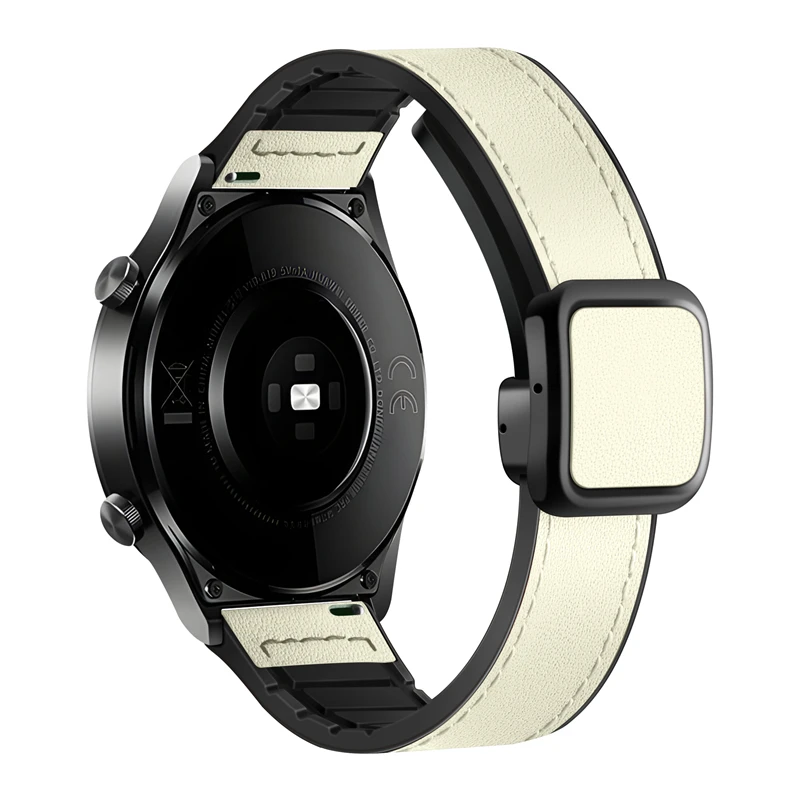 Dual-Material Leather and Silicone Watch Strap - 22mm/20mm Adjustable Band