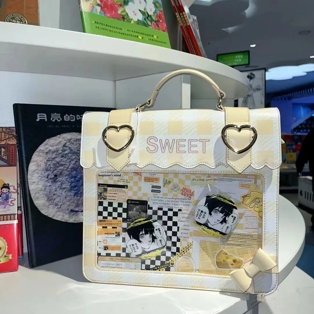 JIAERDI Transparent Square Yellow Backpacks Women Harajuku Plaid Leather Mini Backpack Student Casual Crossbody Bags 2025 New