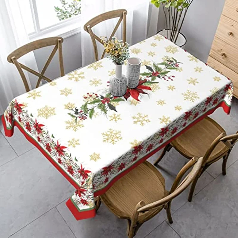 

Christmas Table Cloth Home Coffee Table Decorative Tablecloth Kitchen Restaurant New Year Gift Christmas Flower Accessories