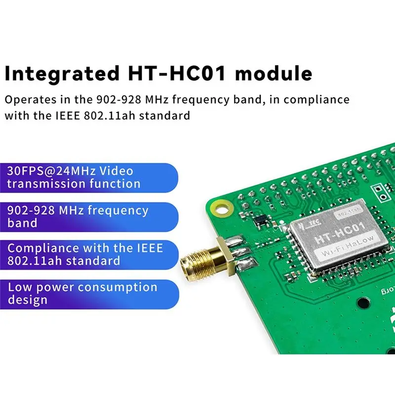 NEW-HR01 Wifi Halow 모듈 Pi-Camlow For Raspberry Pi HAT 5MP 카메라 2KM 범위 32.5Mbps 메시 네트워킹