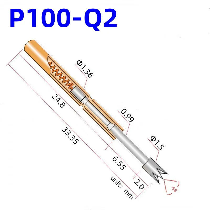 P100 Serie Nickel Überzogene Messing Feder Test Sonde Test Pin Pogo Pin Elektrische Erkennung Nadel PCB Test Werkzeug P100-B P100-B1 – Detail 29