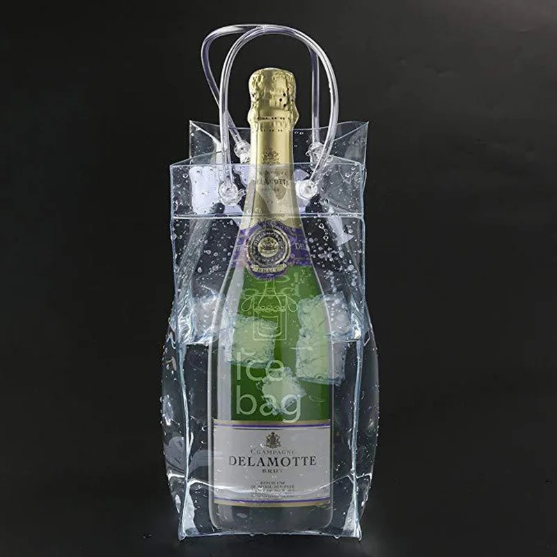 3PCS Collapsible Clear PVC Pouch Wine Cooler Bag PVC Wine Pouch Bags for Champagne Cold Beer White Chilled Beverages