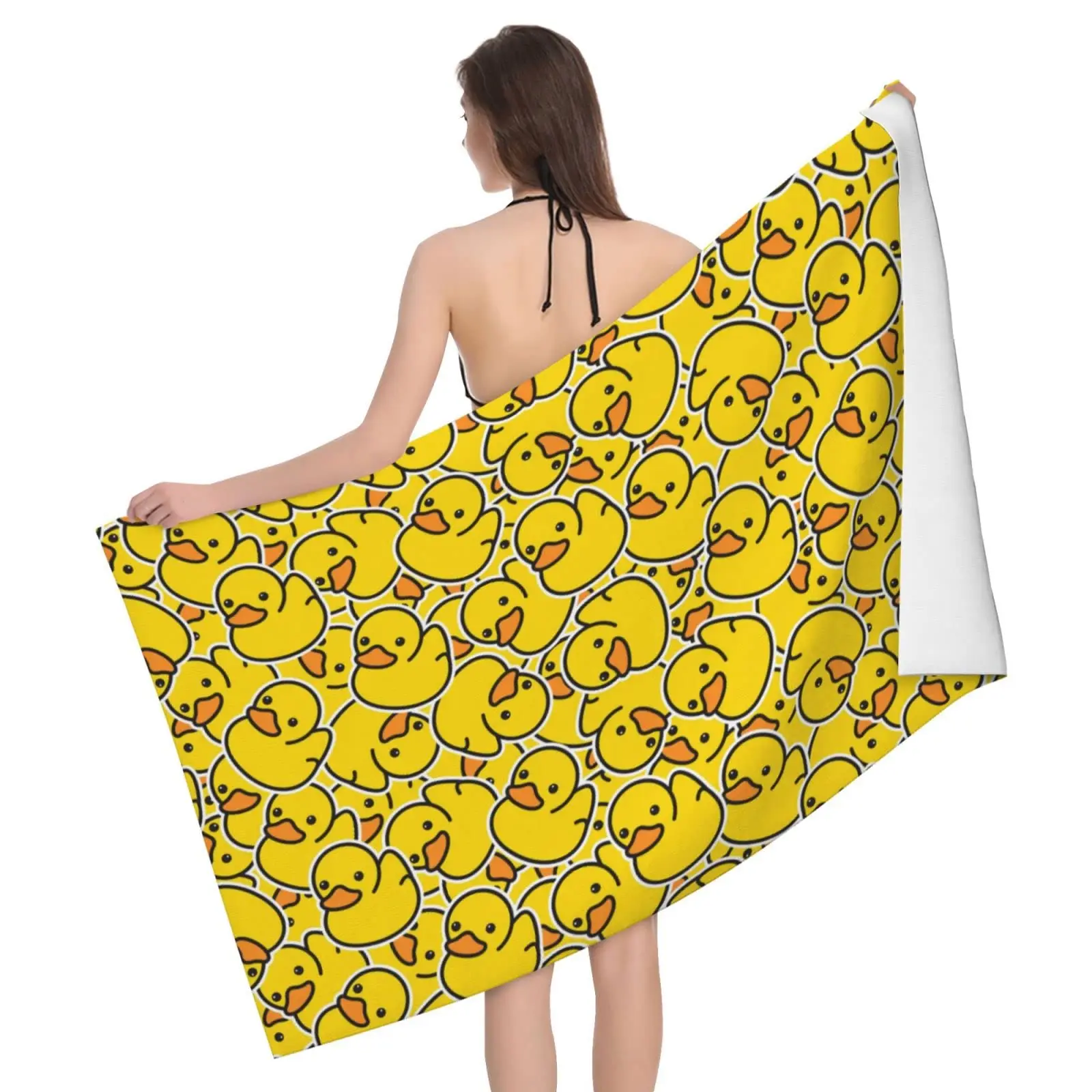 

Microfiber Cartoon Rubber Duck Beach Towel Cute Yellow Ducky Animals Bath Towels Quick Dry Towel for Pool,Shower,Travel,Sport