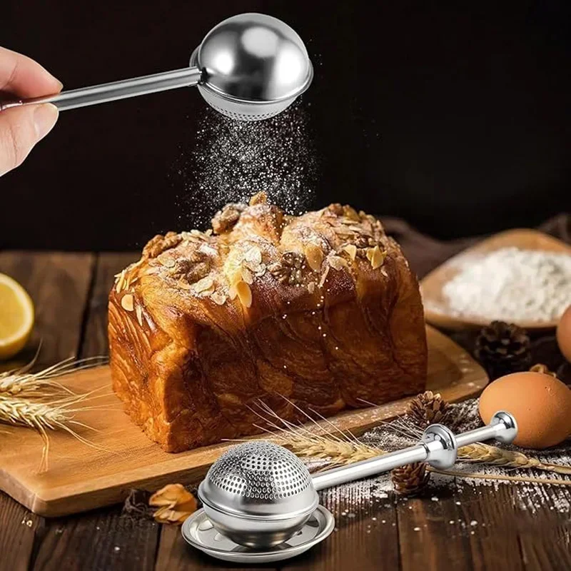 Retractable Powder Vibrator,  Flour, Sugar Sieve, Powdered Sugar Semi-drainage Cake Decoration Tools Baking Accessories