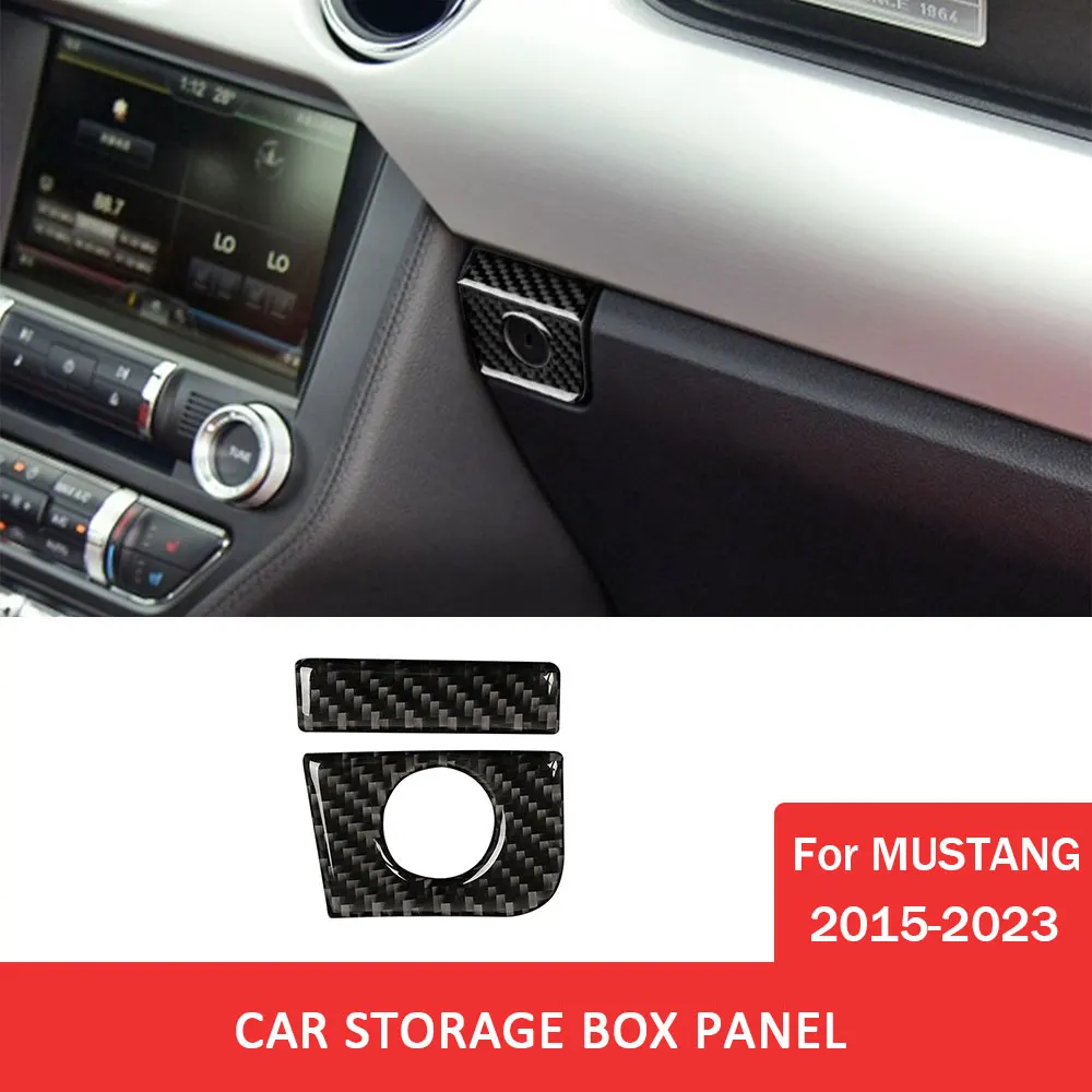 

2pcs Car Storage Box Panel Trim Sticker for Ford Mustang 2015-2023 Carbon Fiber Decal Cover Automobile Interior Accessories