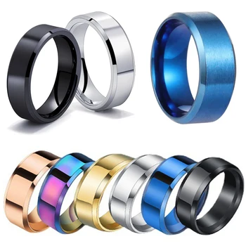 2024 Punk 8mm Stainless Steel Women Men Rings Smooth Surface Finger Rings Wedding Party Versatile Fashion Jewelry Accessories 1