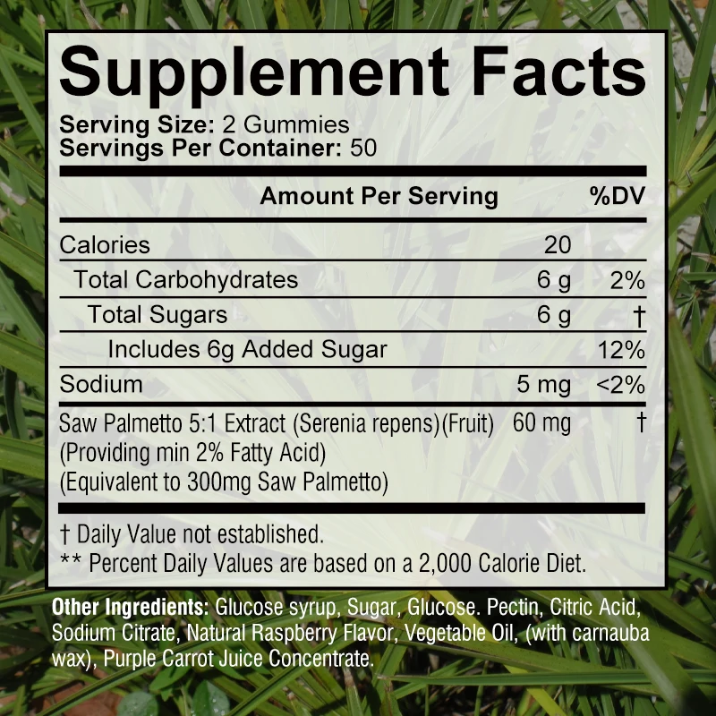 Saw Palmetto Gummies-for Men Prostate, Urinary Tract and Bladder Health, Hair Growth, Hormone Balance