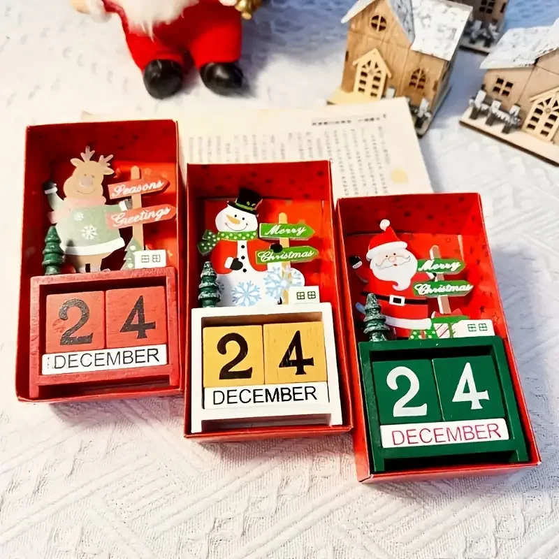 Festive Christmas Countdown Calendar Ornament with Adjustable Date for Desk and Bookshelf Display