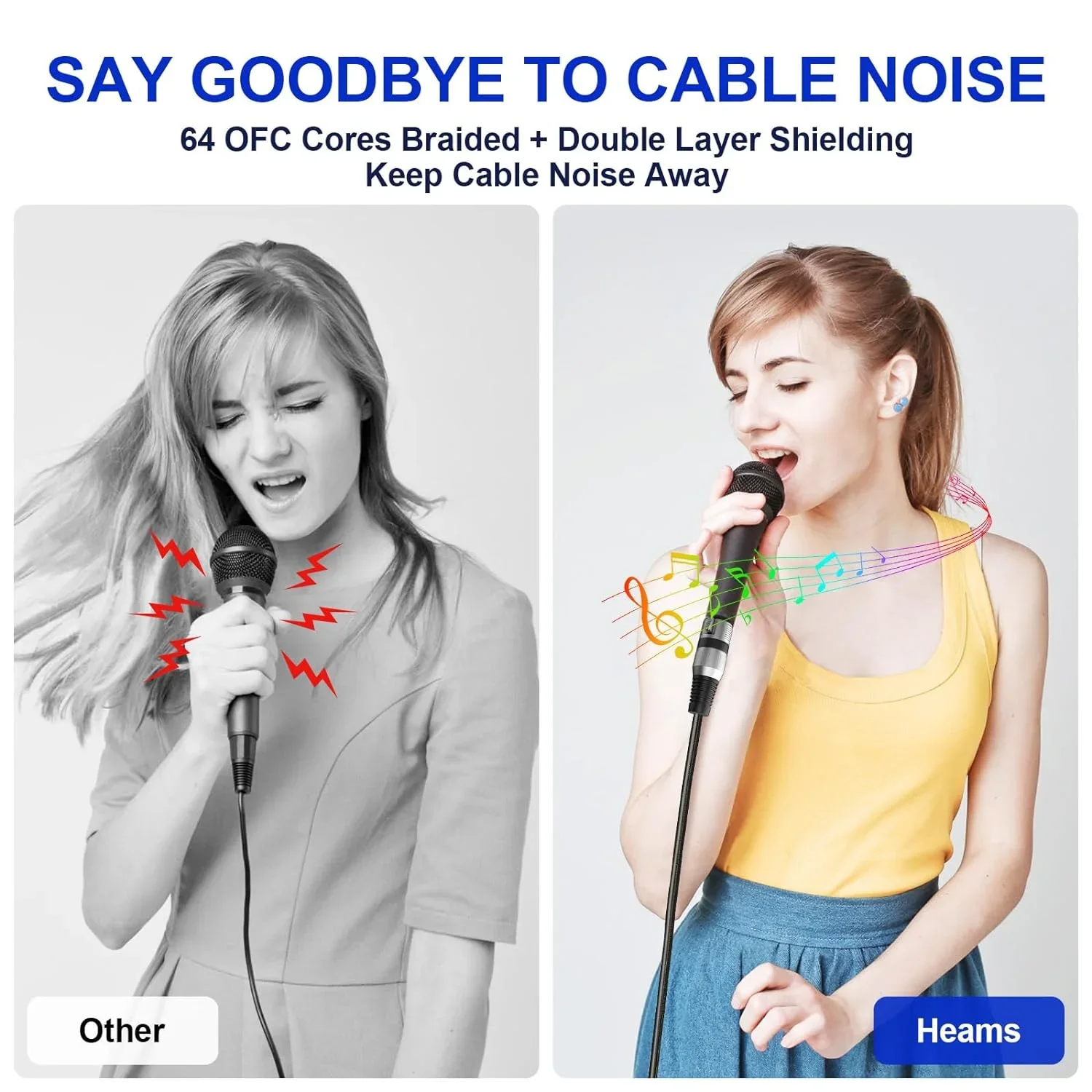 XLR-XLR 마이크 케이블, XLR 수-암 균형 마이크 케이블, 앰프 믹서 스피커 녹음 스튜디오 등용, 4 팩, 3 핀