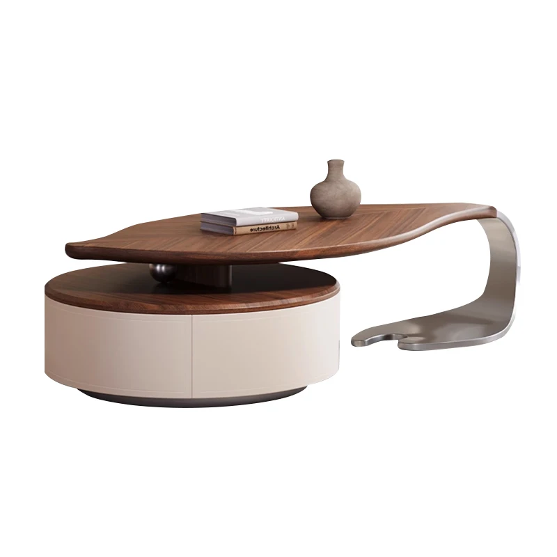 Modern Leaf Shape Walnut Veneer Coffee Table Light Luxury Living Room Home New Designer Creative Special Shape Coffee Table