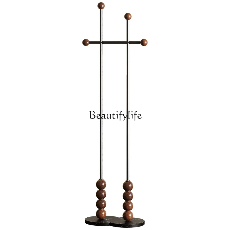 

French Style Mid-Ancient Bedroom Floor Clothes Rack Solid Wood Corner Home Coat Rack