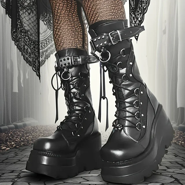 Studded Ring Platform Boots