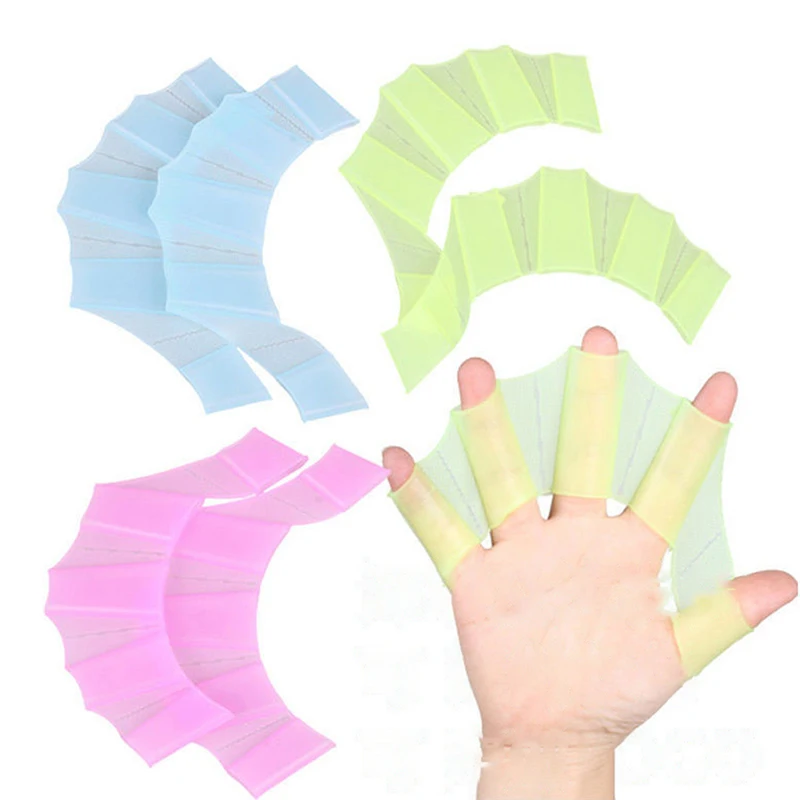 

swimming hand finger fin learning swimming pool accessory finger wear Hand Web Flippers Training Diving Gloves Swim Pool Paddles