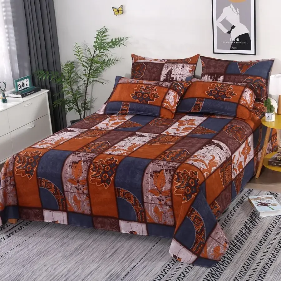 3pcs/Set Home Textile Bed Sheet Set with Pillowcases Cotton Material Lovers Home Room Bedding Flat Sheet Bed Sheet Set 2