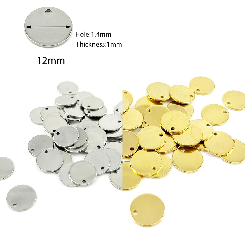 100 Stück/Los, personalisierbare Anhänger aus Edelstahl, Blanko-Stempel-Hundemarken, Charms, Stahl, goldfarben, personalisierbar, Lasergravur, LOGO – Detail 7