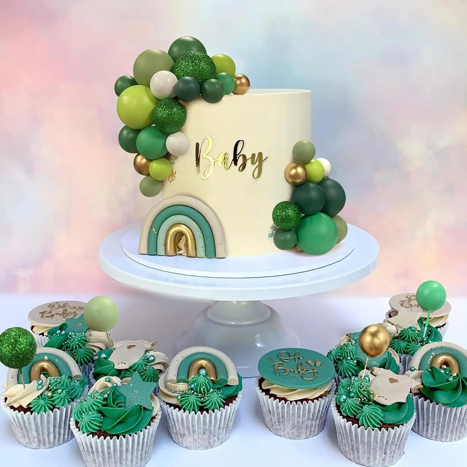 56 Stück Kugel-Kuchenaufsätze – bunte Perlen-Kuchendekorationen für Geburtstag, Hochzeit, Cupcakes, Ball, Partyzubehör, DIY-Dessert-Dekoration – Detail 18