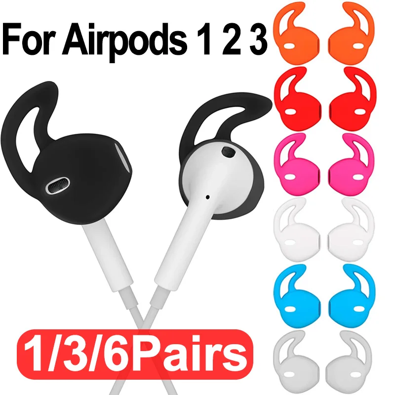 

6 пар, силиконовые вкладыши для Airpods, противоскользящие вкладыши для наушников, защитный рукав, вкладыши с заушным крючком для Airpods