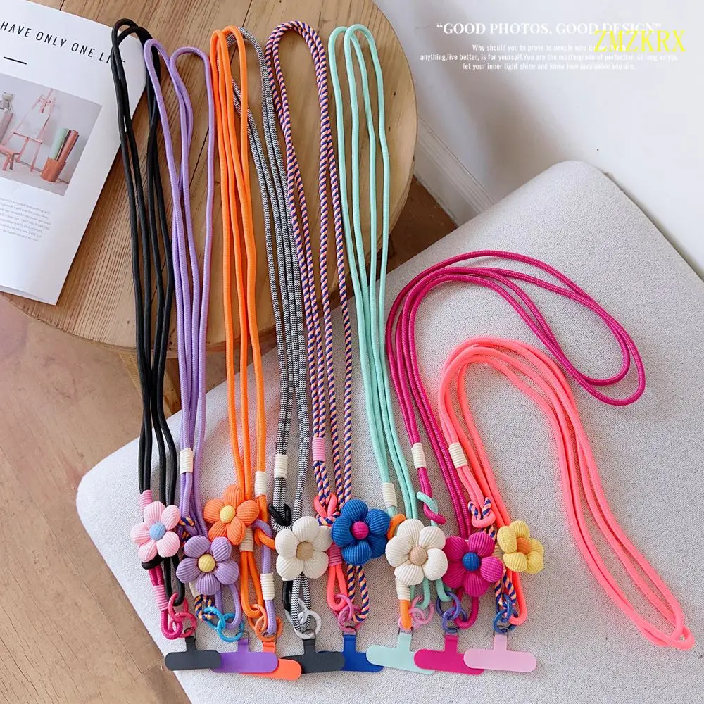 Korea Universal Braided Mobile Phone Lanyard Strap Flower Hanging Chain ...