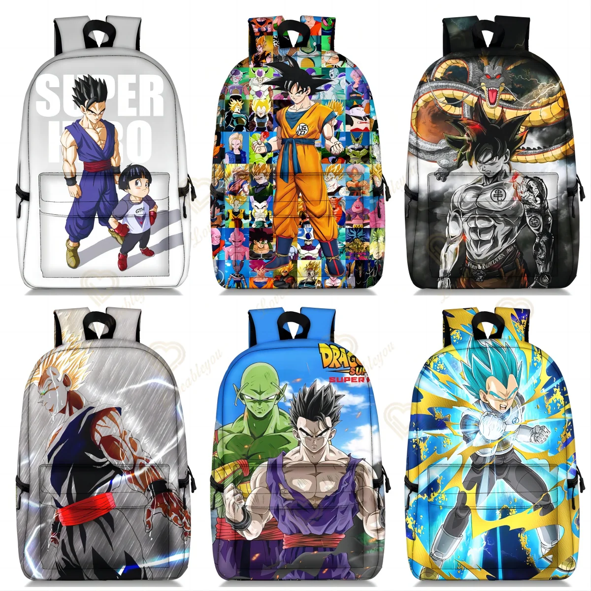 

New Dragon Ball Wukong Backpack Backpack Animation Peripheral Primary and Secondary School Students Canvas Schoolbag
