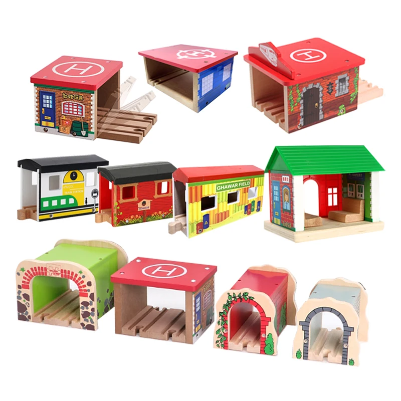 Tunnel Cave Small Train Building Blocks Track Scene Accessories Children's Boy Toy Compatible With Wooden Track Gifts For Kid S1