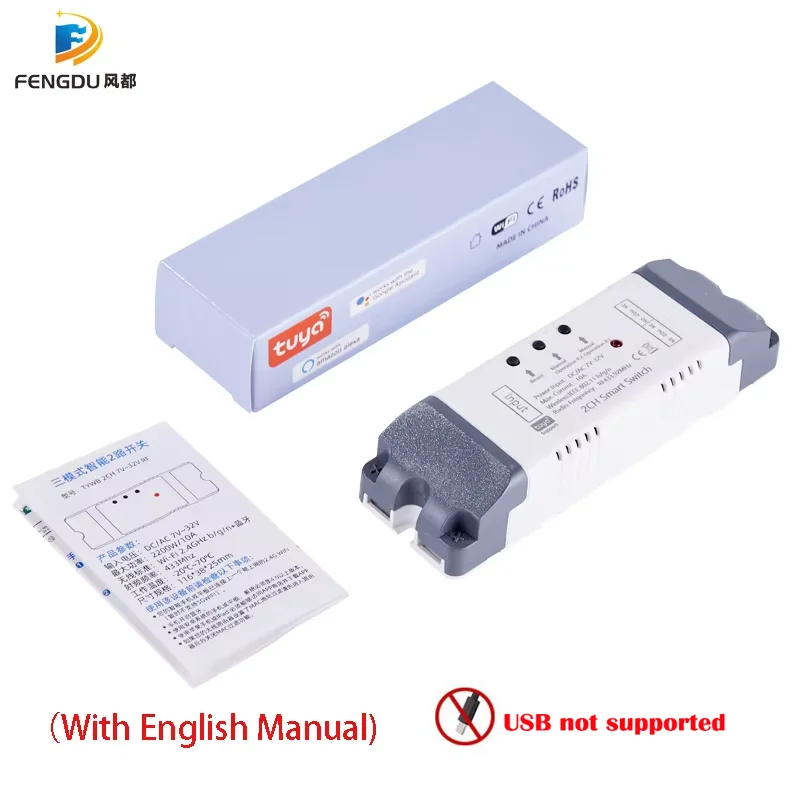 Wireless Smart Home WiFi Switch - Alexa Compatible, Dual Channel, 10A Relay Module