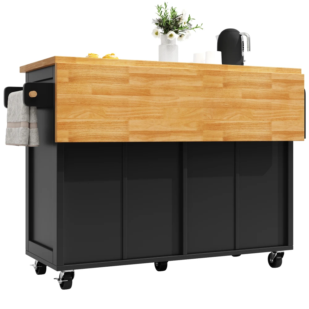Hochwertige Kücheninsel, multifunktionaler Servierwagen mit großem Stauraum, mobiler Buffetschrank, Küchenwagen – Detail 31