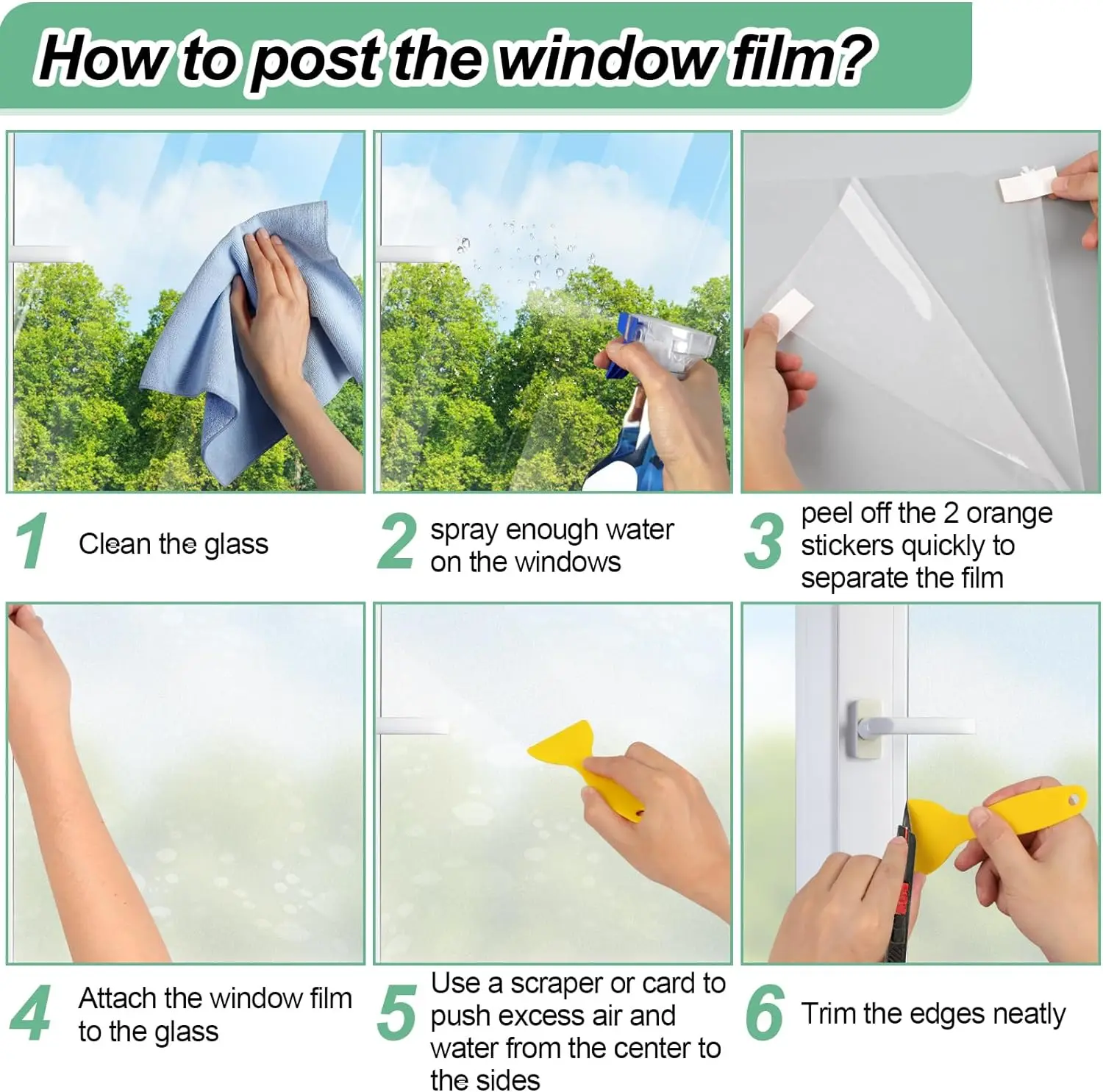 Window Film Frosted Glass Privacy Anti Uv Non Adhesive for Bathroom Home window film window privacy film