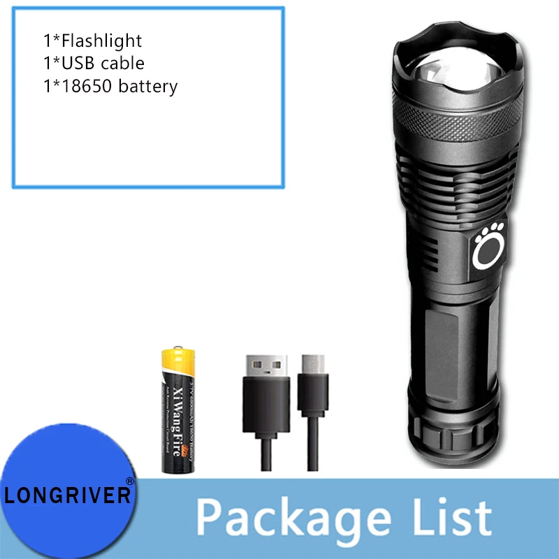 best pocket torch 2022 New Multifunctional USB Rechargeable LED Flashlight Super Bright Light 5 Modes Zoom Shockproof Flashlight Built-in Battery pen flashlights Flashlights