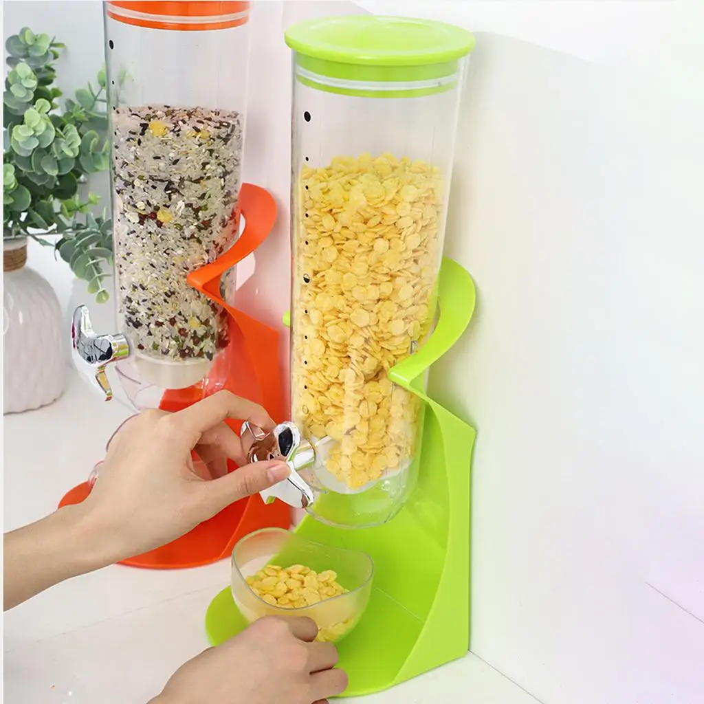 Kitchen Cereal Dispenser Space Saving Food Dispenser Grain Storage Box Oatmeal Rice Bucket, for Kitchen Countertop Pantry , Green, Size: 40X15CM