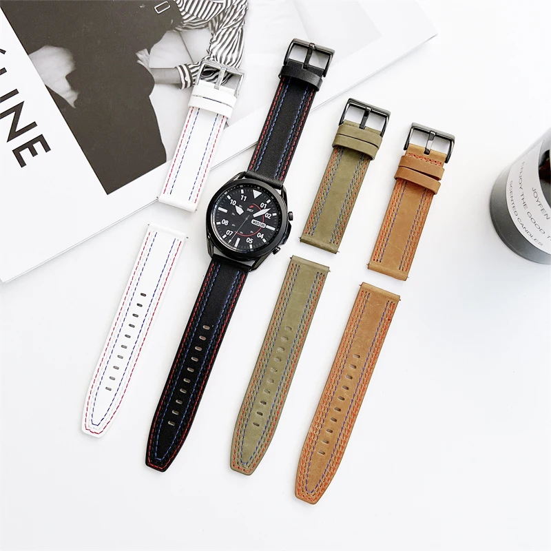 

Ремешок кожаный для Samsung Galaxy 6/5/pro/3/4/Active 2, браслет для galaxy watch 6 4 classic, 40 мм/44 мм, 22 мм/20 мм