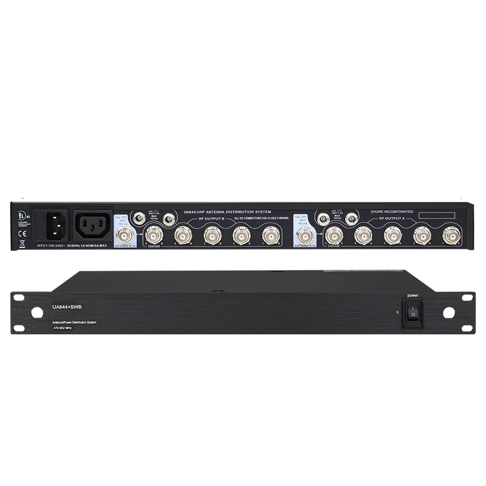 UA844 UA844+/LC Antenna Amplifier 5 Channel Power Distributor System Super Wideband UHF 470-952MHz for Wireless Microphone wireless microphone audio power amplifier