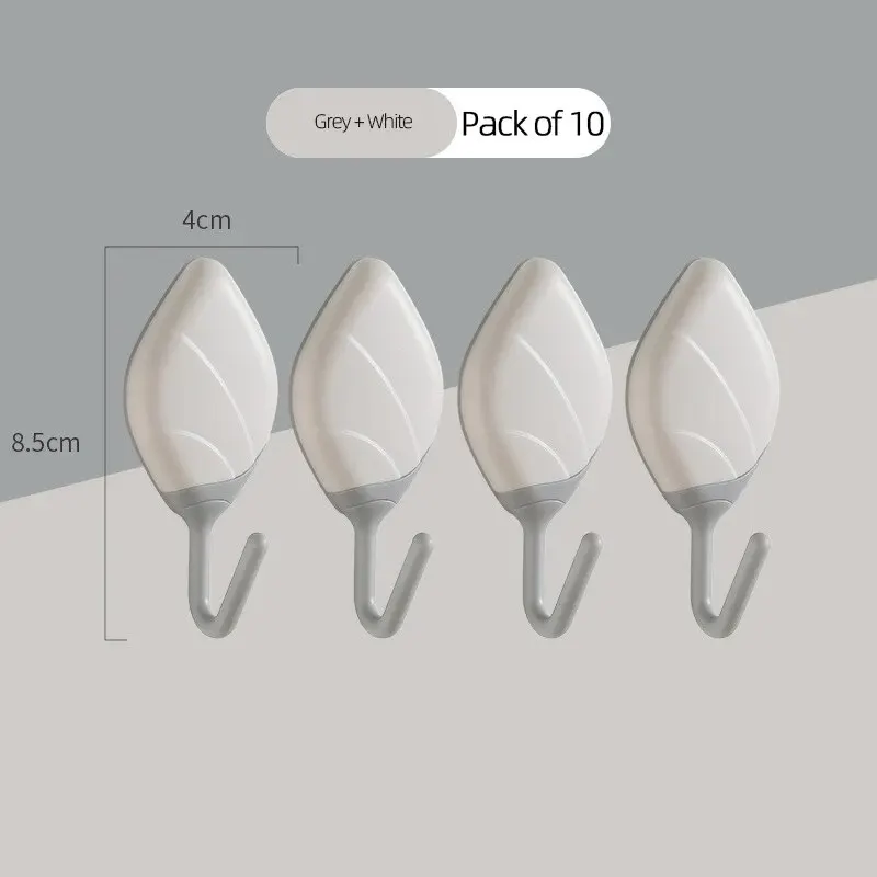 10PCS Modern Minimalist Leaf Hook Kitchen Bathroom Wall Door High Load-bearing Non Marking Strong Non Punching Pon Nail