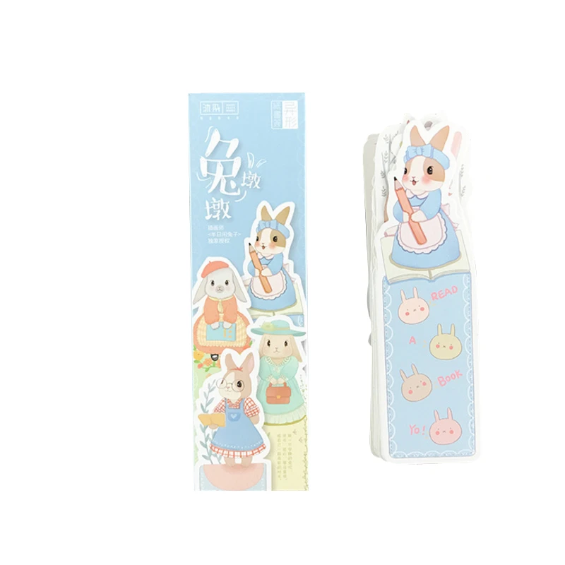 30pcs/lot kawaii cute rabbit blank paper bookmark message label best  reading tool for office and school supplies
