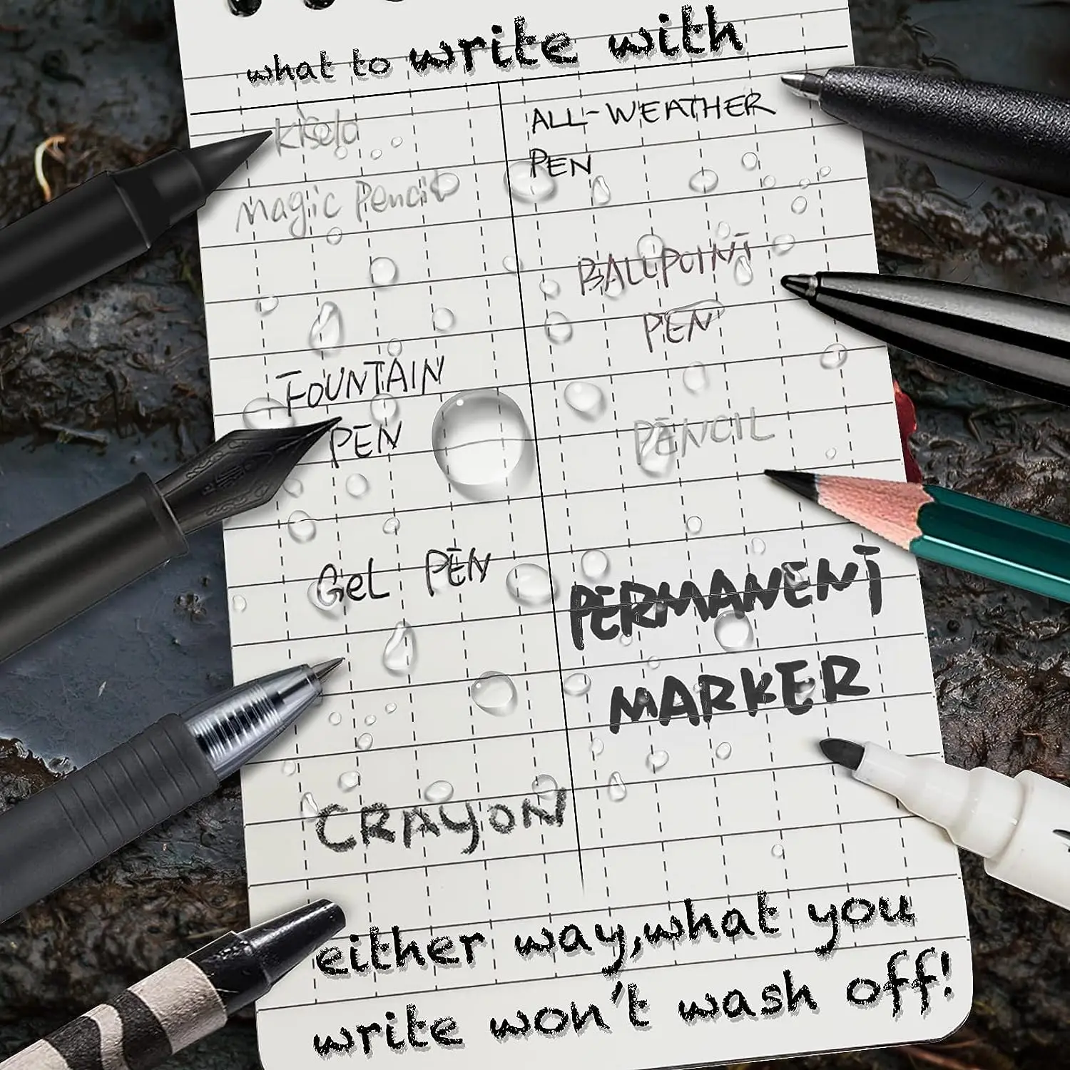 Tactical Stone Paper Waterproof Notebook Write in the Rain Pocket Spiral Notebook All-Weather Memo Pad Military Notepad Outdoors 2