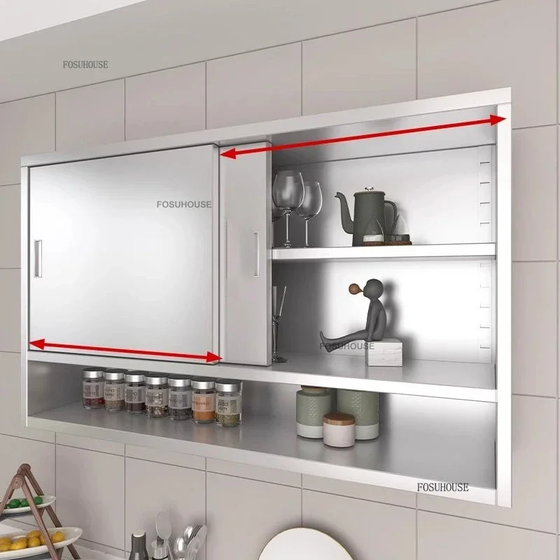 Modern Stainless Steel Kitchen Cabinets Wall Mounted Storage Cabinet Creative Home Furniture Kitchen Island Balcony Room Cabinet 3