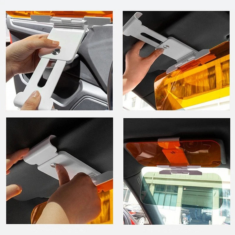 2 In 1 Car Sun Visor Polarized Sunshade Plate Clear Anti-Dazzle Car Day-night Mirror Adjustable Windshield Accessorie sun visor mounting clip