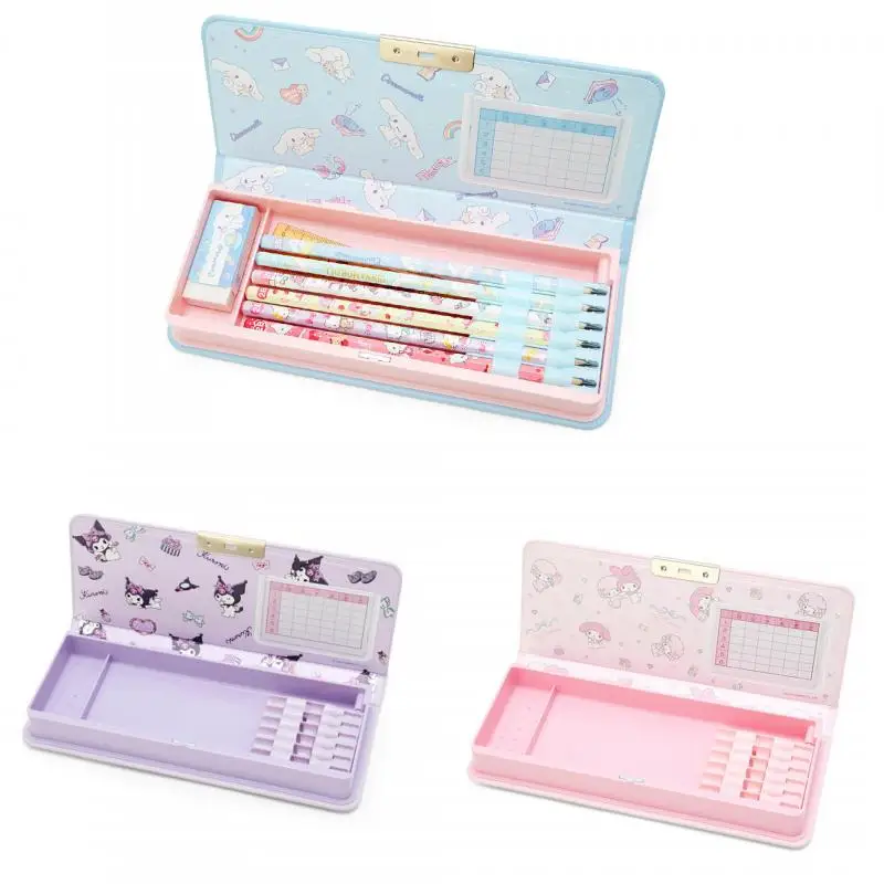 

Kawaii Sanrio Cute Prints Stationery Pencil Case Cinnamoroll Mymelody Kuromi Anime Collection Actie Figures Model Toys for Kids