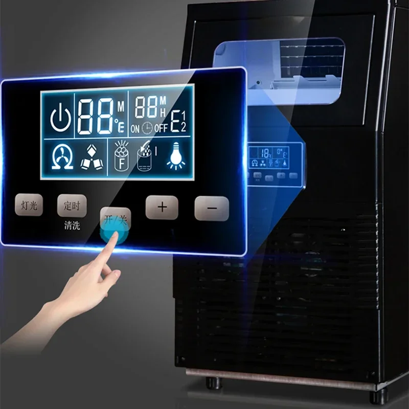 24H Ice Out: 40KG Ice Maker Commercial Milk Tea Shop, Small and Large Bar, Automatic Cube Ice Making Machine HZB-40F/A 4
