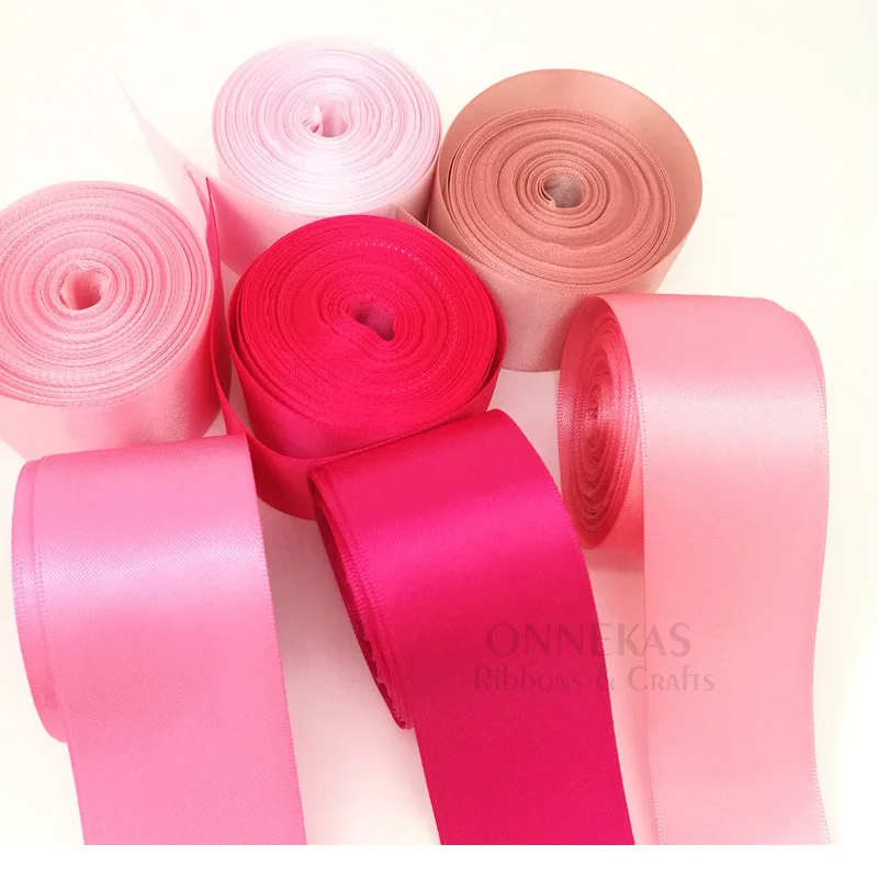 Luxurious Pink Double Face Satin Ribbon - 100% Polyester Silky Tape