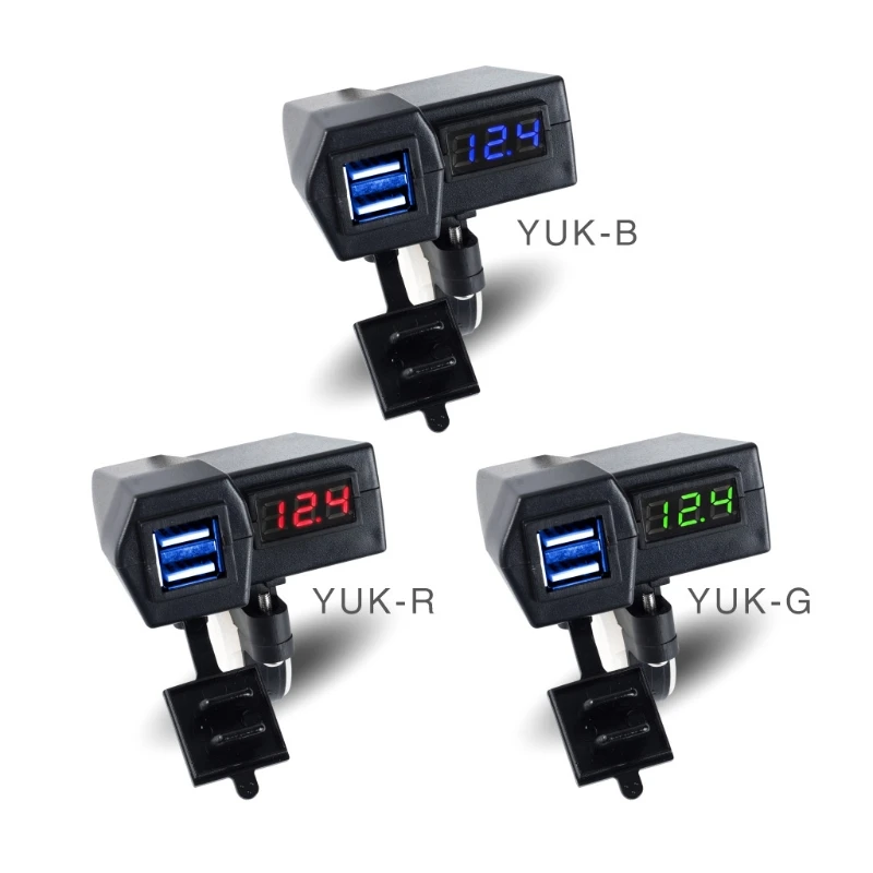 

Motorcycle Handlebar Mount Waterproof Dual USB for Mobile Phone GPS F19A