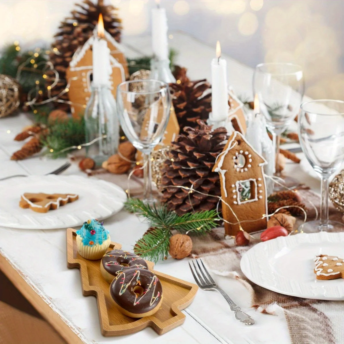 wooden Christmas tree plate tray food appetizers desserts snacks sushi Japanese sashimi plate restaurant