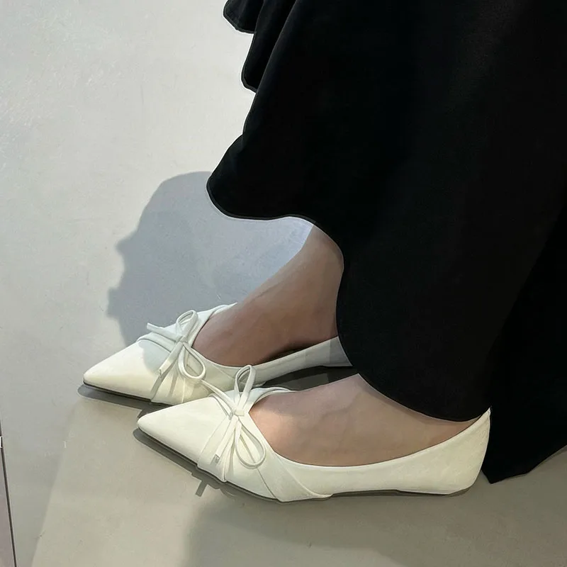 New 2025 Fashion Pointed Toe Women Flats With Shoes Soft Butterfly-Knot Female Slip On Footwear Shallow Ladies Flats Shoes 5